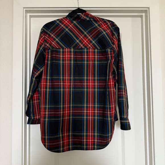 J Crew 6 tartan Buchanan plaid embellished garçon tunic button up top holiday - Picture 4 of 14